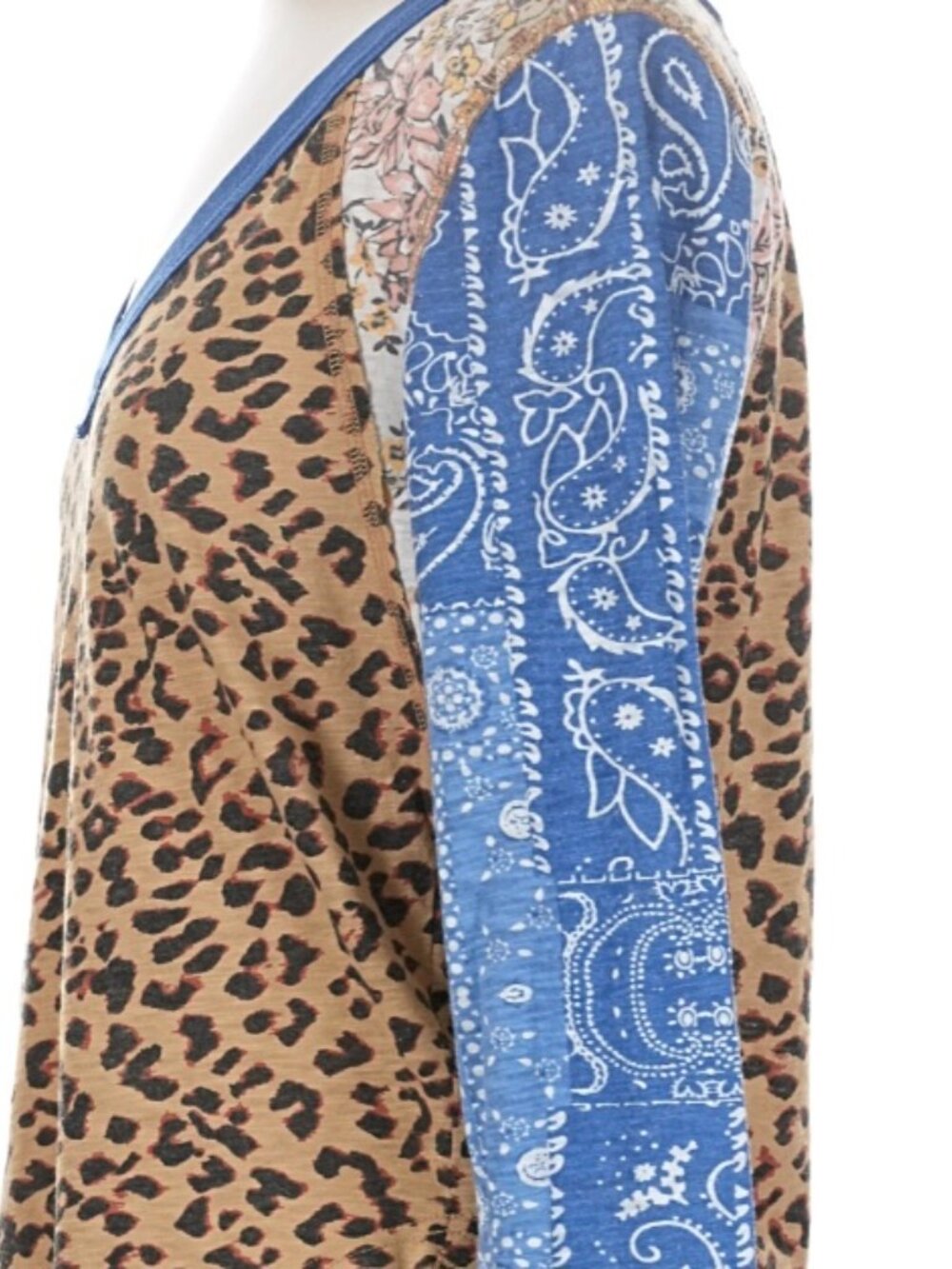 Free People We The Free Friday Night Mixed Print Long Sleeve Top Boho Cozy XS - Picture 9 of 13